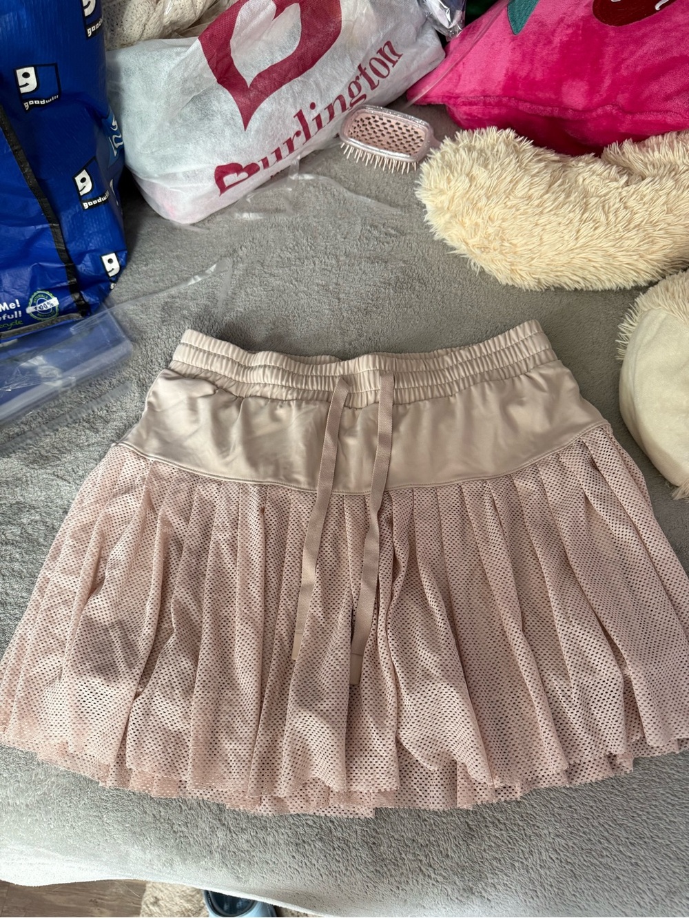 Light Pink Mesh Tiered Skirt - Women's Casual Skirt whit shorts
